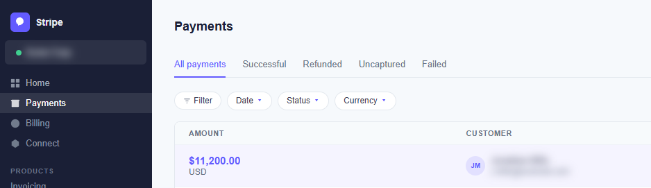 David Morales Stripe payout — $11,200 deposited