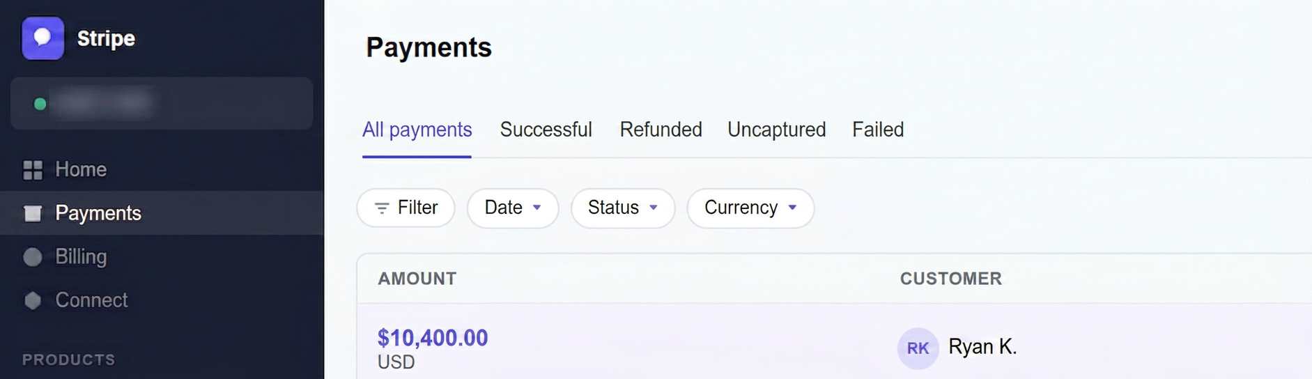 Devin Okafor Stripe payout — $10,400 deposited